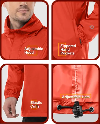 Miniatura 47 de Outdoor Ventures Chaqueta de lluvia para hombre, impermeable, ligera, plegable, para senderismo, golf, correr