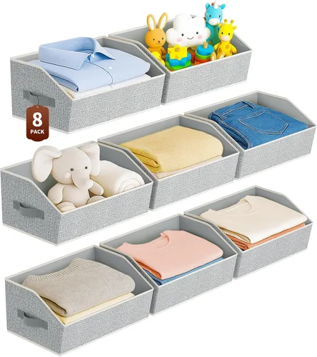 Miniatura 11 de Homsorout Organizadores Grandes de Armario y Contenedores de Almacenamiento - Paquete de 6 Cestas de Almacenamiento Trapecio para Estantes, Cestas