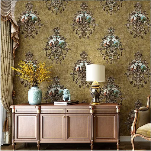 Blooming Wall - Papel pintado de damascos vintage texturizado con patrón floral para recubrimientos de paredes, 57 pies cuadrados/rollo (Oliva Oliva