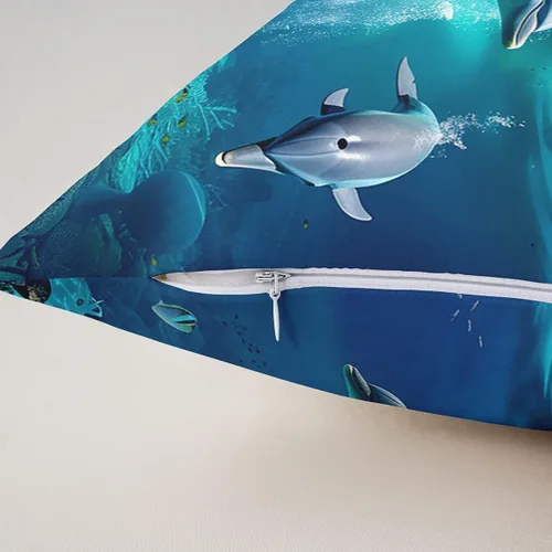 Miniatura 6 de jejeloiu Cortina opaca con diseño de delfín, bonita cortina de puerta de animales del océano, privacidad hawaiana, decoración de vida marina