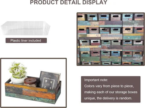 Miniatura 2 de TIMRIS Caja de almacenamiento de madera envejecida de granja, caja de decoración rústica para baño, cesta decorativa para tanque de inodoro Nice