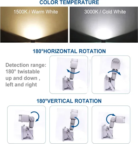 Miniatura 7 de Luces de inundación con sensor de movimiento al aire libre, lámpara LED de inducción de 10 W, foco impermeable IP65, 6500 K luz de sensor LED, luz
