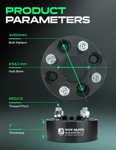 Miniatura 4 de YHTAUTO Juego de 4 espaciadores de rueda centrados en buje de 4 x 100 mm, 2 pulgadas, compatibles con modelos Honda, Acura, Kia, Mini y Mitsubishi