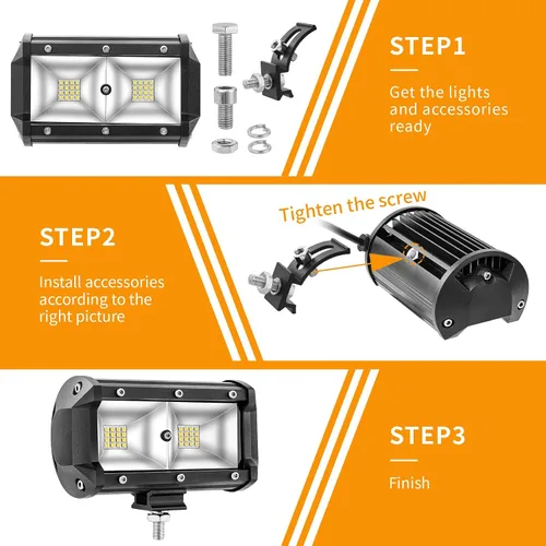 Miniatura 7 de Luces LED de trabajo, haz de inundación de 5 pulgadas de ancho para barco, módulos de luz LED marina, 120 W, 10000 lm, 12 V, 24 V, luces de escena
