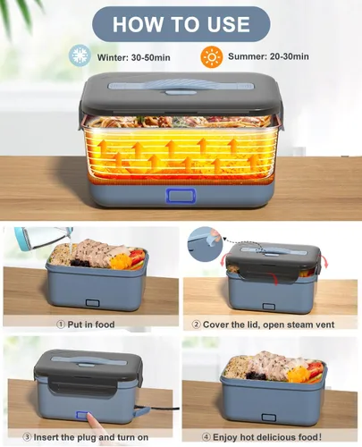Miniatura 4 de Fiambrera Eléctrica Calentador de Alimentos, Nuevo Calentador de Alimentos Portátil de 100W, Lonchera Calentada para Adultos Automóvil/Hogar