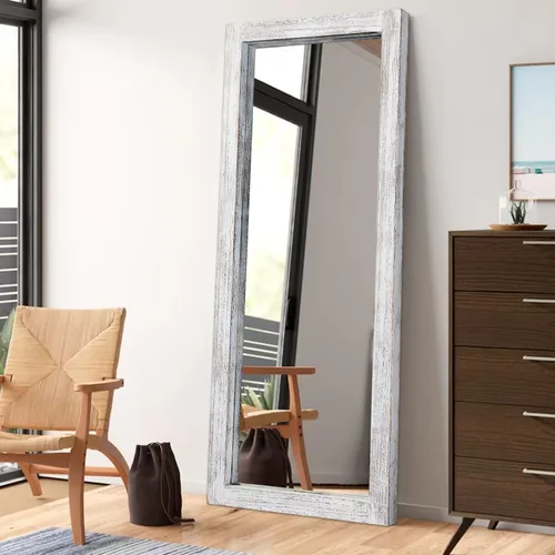 Miniatura 9 de AAZZKANG Espejo de pared de longitud completa con marco de madera rústica, 58 x 24 pulgadas, rectangular, grande, cuerpo completo para dormitorio
