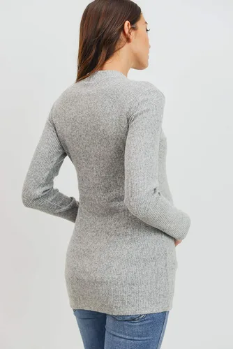 Miniatura 7 de Camiseta de maternidad de punto acanalado para mujer con cuello alto falso de manga larga