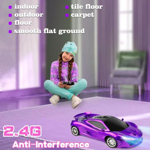 Miniatura 3 de Auto a control remoto para niñas, carreras deportivas RC para niños, juguete de pasatiempos, 2.4 GHz, energía eléctrica en carretera