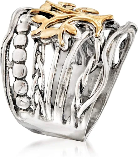 Miniatura 3 de Ross-Simons Anillo multifila de plata de ley y oro amarillo de 14 quilates