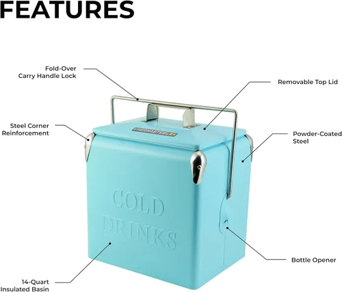 Miniatura 4 de Permasteel 14-Qt Portable Beverage Cooler for Camping, Beach, Picnic Turquesa