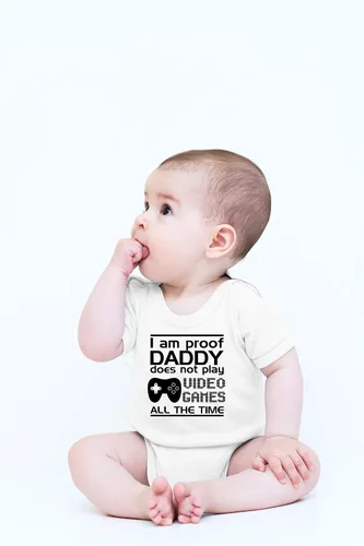 Miniatura 13 de CBTwear Proof Daddy Does Not Play Video Games All the Time – Ropa de bebé – Divertido body para recién nacido para niños y niñas