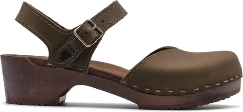 Miniatura 8 de Sandgrens Zuecos de madera sueca hechos a mano para mujer, sandalias de tacón bajo Zaragasso