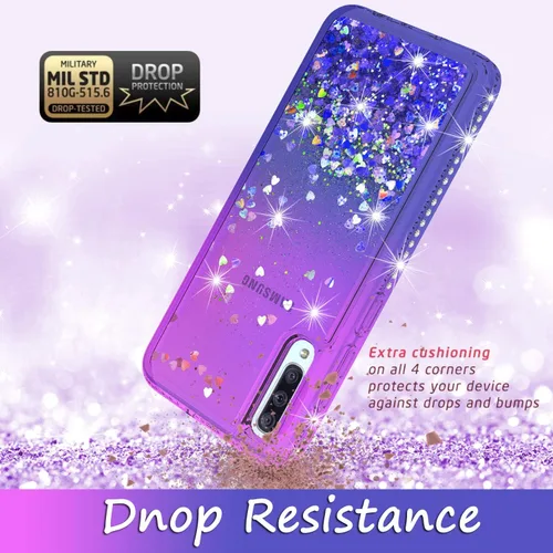 Miniatura 5 de Funda compatible con Samsung Galaxy A70, Quicksand Glitter Brillante Rhinestone Liquid Colorful TPU Bumper Funda protectora para Samsung Galaxy A70