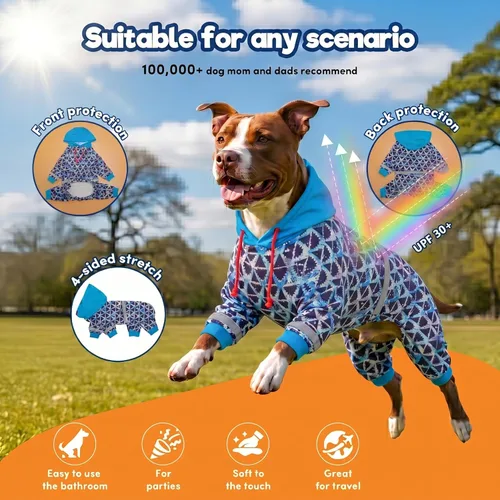 Miniatura 3 de LovinPet - Mamelucos grandes para perros Pitbull - Cuidado de heridas/Ropa para perros postoperatorios, camiseta para aliviar la ansiedad en perros