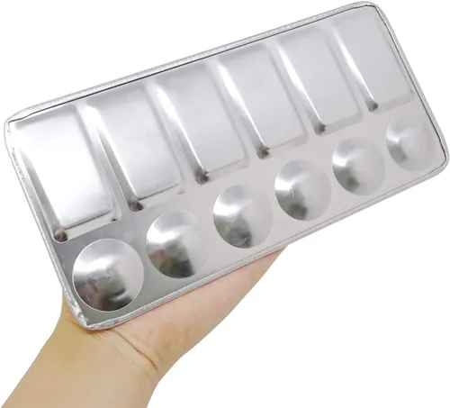 Miniatura 6 de Honbay Paleta de mezcla de pintura metálica rectangular para artista, bandeja de pintura para manualidades, pintura artística profesional, 2 uds