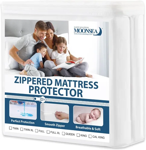 Miniatura 7 de Protector de colchón tamaño individual, impermeable, paquete de 4 unidades, con cremallera, protector de colchón impermeable de 6 lados, funda