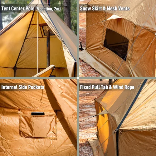 Miniatura 5 de FIREHIKING Camping Hot Tent with Stove Jack Yurt Tent Outdoor Wall Tent Teepee Tent with Snow Skirt