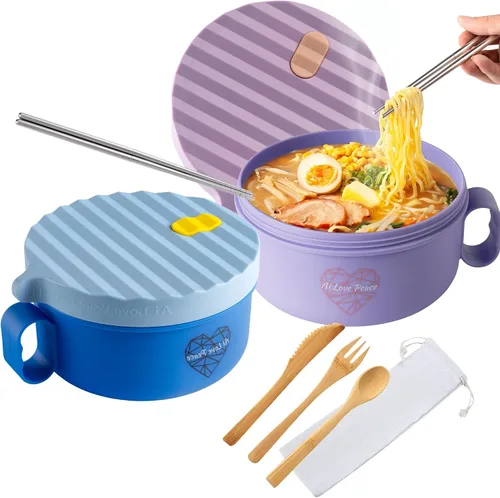 Miniatura 25 de AI LOVE PEACE Tazón de ramen, olla de ramen, tazón de ramen para microondas, tazón grande de fideos de 40 onzas, tazón para microondas, cuencos