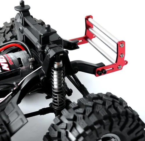 Miniatura 3 de OGRC - Barra de empuje de parachoques delantero a control remoto de aleación de aluminio para 1/10 TRX4 SCX10 coches orugas (rojo)