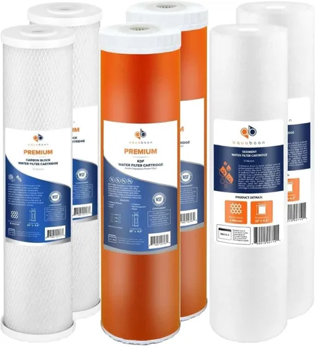 Miniatura 12 de Aquaboon Filtros de agua de 5 micrones, 20 x 4,5 pulgadas, juego para toda la casa, cartuchos de repuesto de filtro de agua certificados NSF, CTO