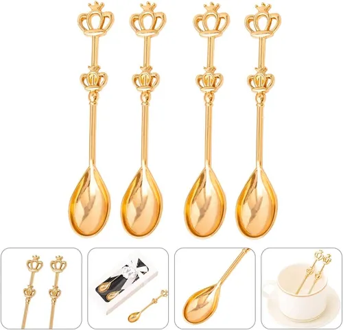 Miniatura 8 de ABOOFAN 8 cucharas de acero inoxidable de 7.87 pulgadas para baby shower, postre, café, azúcar, helado, condimento, cocina