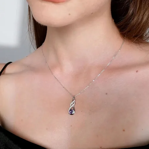 Miniatura 2 de Birthstone Necklaces for Women 925 Sterling Silver Infinity Pendant Created Gemstone Jewelry for Her, 16"+2