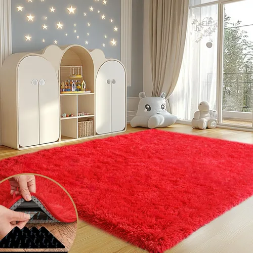 Miniatura 84 de Mugorn - Alfombra de 8 x 10 pies, alfombras grandes, esponjosas, suaves, peludas, antideslizantes, mullidas para interiores, color negro, 8 x 10 pies