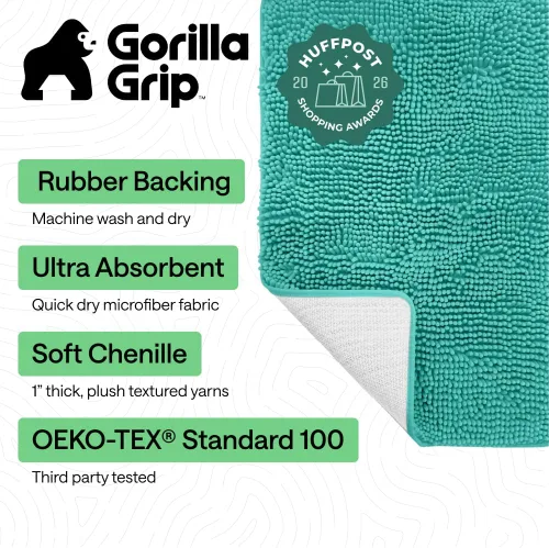 Miniatura 280 de Gorilla Grip - Tapete de baño de felpilla gruesa, suave y absorbente, secado rápido, de microfibra, con reverso de caucho, para piso de ducha, Nube