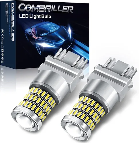 Combriller 3157 Bombilla LED blanca 6000K, 3056 3156 3057 4157 LED con proyector de repuesto para luces LED de reversa, bombilla de señal de giro,
