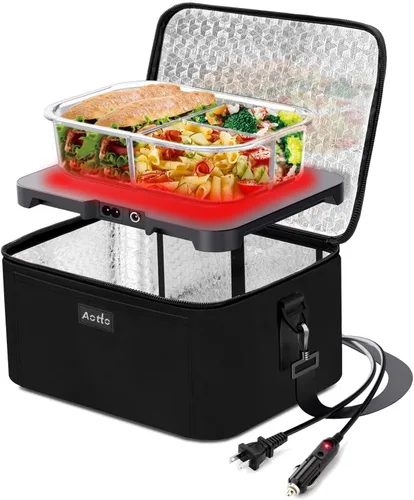 Miniatura 15 de Aotto Horno portátil, lonchera eléctrica, calentador de alimentos – 12 V/24 V/110 V 3 en 1 calentador de alimentos para coche – Fiambrera térmica