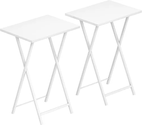 HOOBRO WW25BZ01N1 - Juego de 2 mesas auxiliares plegables para espacios pequeños, mesas industriales para comer en el sofá, marco de metal estable,