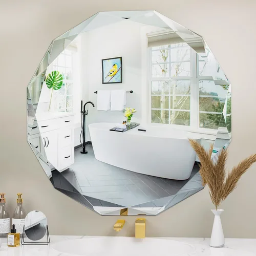 Miniatura 19 de Suidia Espejo de baño, espejo de pared de 20 x 30 pulgadas, espejo de baño sin marco con borde biselado para dormitorio, sala de estar, entrada