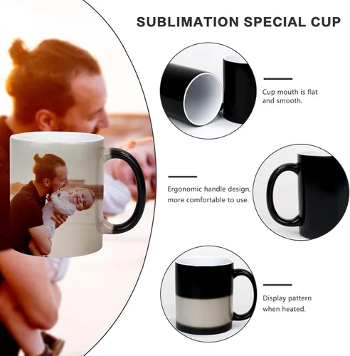 Miniatura 3 de Tazas de Café de Cerámica de Sublimación que Cambian de Color de 11 onzas, Juego de 6 Tazas, Tazas de Porcelana para Espresso, Tazas Mágicas DIY