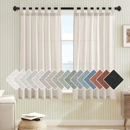 Miniatura 14 de H.VERSAILTEX Cortinas aireadas mezcladas de lino natural con pestaña superior para sala de estar, decoración del hogar, material suave y rico que
