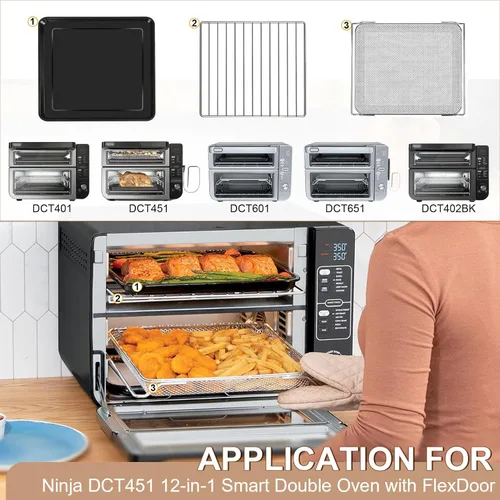 Miniatura 3 de Accesorios de horno doble inteligente 3 en 1 para Ninja DCT401 DCT451 12 en 1, 13 '' × 12.6 '' acero tostador horno piezas de repuesto accesorios