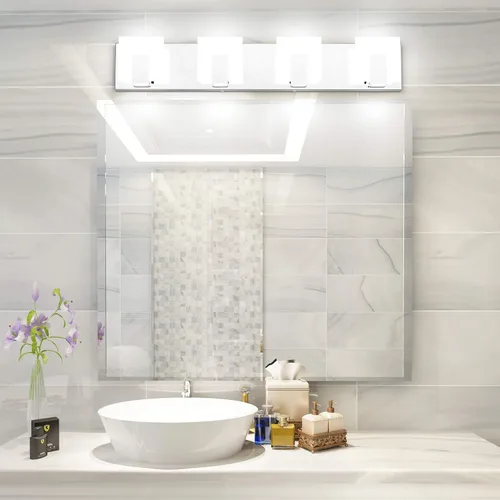 Miniatura 4 de Aipsun Moderna lámpara LED de tocador para baño, acrílico blanco esmerilado, arriba y abajo, accesorios de pared sobre espejo