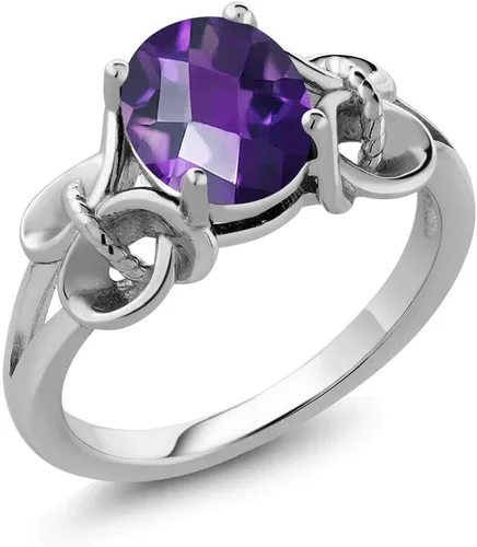 Miniatura 89 de Gem Stone King Anillo de compromiso ovalado con piedra natal para mujer, plata de ley 925, ovalado de 0.354 x 0.276 in, anillo de compromiso