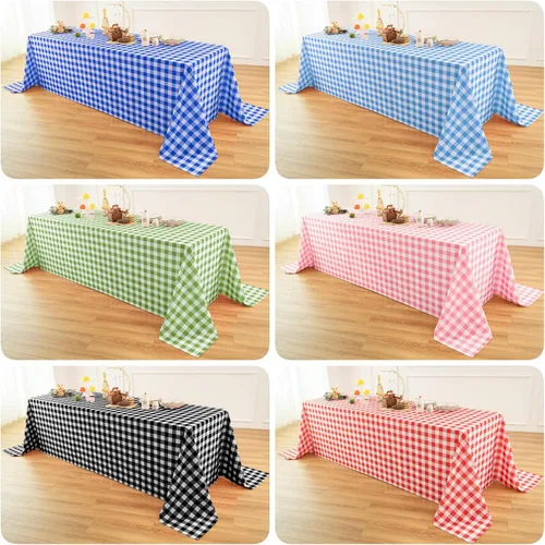 Miniatura 7 de Mantel de Tela Clásico a Cuadros Vichy - Rectangular de 58x102 Pulgadas Resistente al Agua Mantel a Cuadros para Uso Interior/Exterior - Cubierta