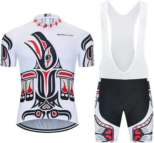 MOXILYN Camiseta de ciclismo para hombre, kit de ciclismo de MTB y pantalones cortos de ciclismo con almohadilla de gel 20D, conjunto de ropa de