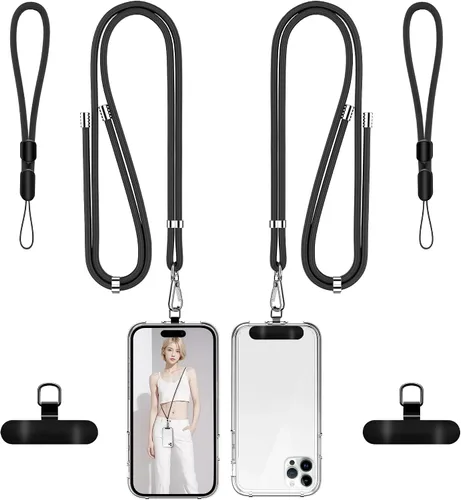 Miniatura 13 de Takyu Cordon para teléfono celular, cordon cruzado para teléfono con correa de cuello ajustable y paquete de 2 correas de muñeca para teléfono