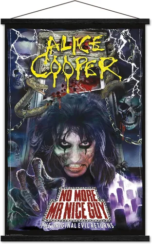 Miniatura 6 de Trends International Alice Cooper - Póster de pared No More Mr. Nice Guy, 14.725 x 22.375 pulgadas, versión enmarcada de madera de granero