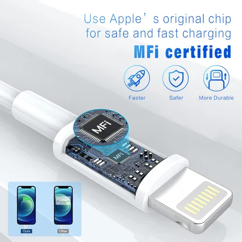 Miniatura 2 de Cargador para iPhone de 3 pies, [certificado MFi de Apple], cable Lightning original, paquete de 3 cables USB de sincronización de datos de carga