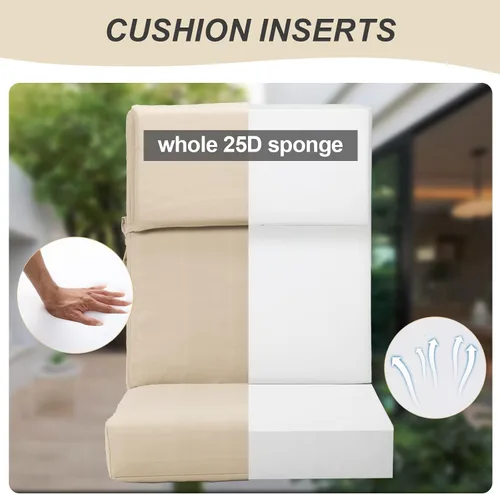 Miniatura 8 de BPS Cojín para silla mecedora de 20 x 20 pulgadas, resistente a la decoloración y al agua, cojines para sillas de patio con funda extraíble