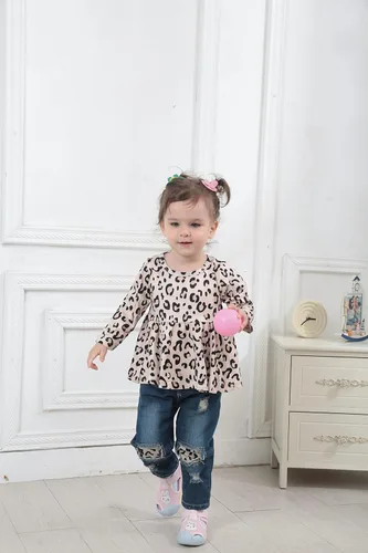Miniatura 2 de XUANHAO Ropa de bebé niña de 12, 18 y 24 meses, trajes para niñas pequeñas, ropa de mezclilla con volantes, pantalones de mezclilla rasgados