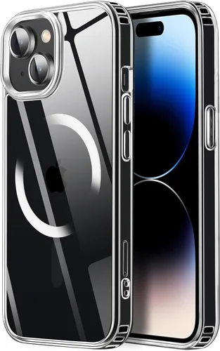 Miniatura 85 de Tigowos - Funda magnética para iPhone 15, resistente a las caídas, sensación de piel mate, a prueba de golpes, delgada, negro mate
