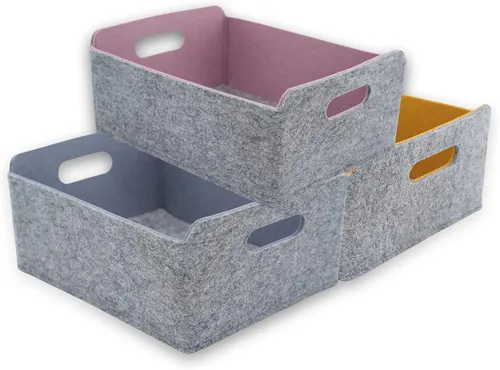 Miniatura 24 de Welaxy Cestas de almacenamiento plegables de fieltro, cubos de almacenamiento para estantes, caja de fieltro para niños, juguetes, revistas, libros