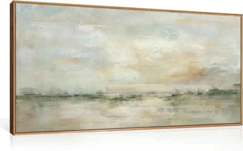 Miniatura 26 de LHIUEM Gran Arte de Pared de Lienzo Abstracto Marrón Gris Enmarcado, Decoración de Pared en Toques de Pincel Pastel, Pintura de Pared Moderna