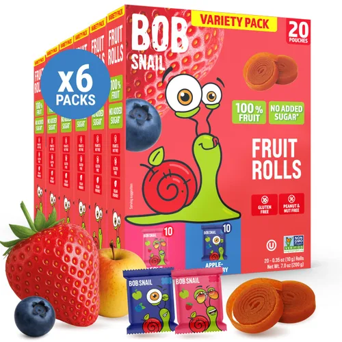 Miniatura 14 de Bob Snail Rollos de frutas – Arándanos y frambuesa, 50 unidades, aperitivos de frutas naturales, veganos, sin azúcar añadido, aperitivo para niños