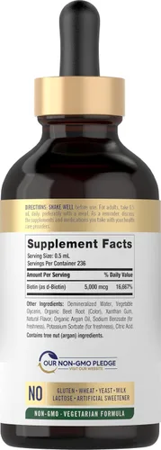 Miniatura 2 de Carlyle Biotin - Gotas líquidas de 5000mcg 4 onzas líquidas para mujeres y hombres Sabor a bayas Fórmula de belleza Suplemento