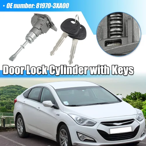 Miniatura 2 de X AUTOHAUX 1 juego de cilindros de bloqueo de puerta delantera con 2 llaves para Hyundai Elantra 2011-2016 1.8L 2.0L lado del conductor izquierdo